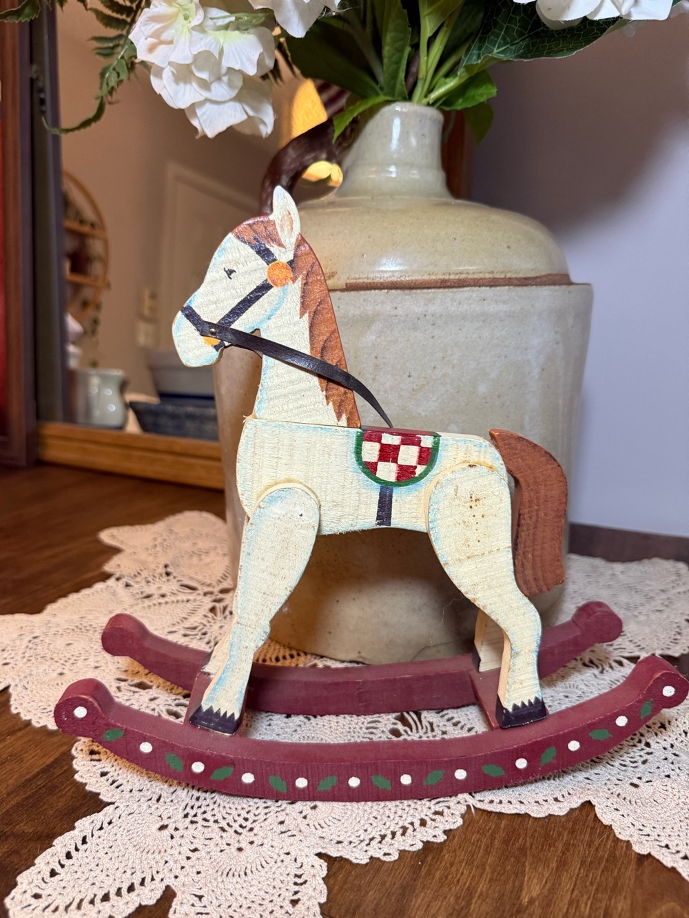Cute little wood rocking horse. Nursery decor.